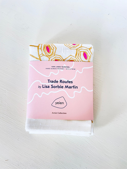 Linen Tea Towel - Trade Routes by Lisa Sorbie Martin