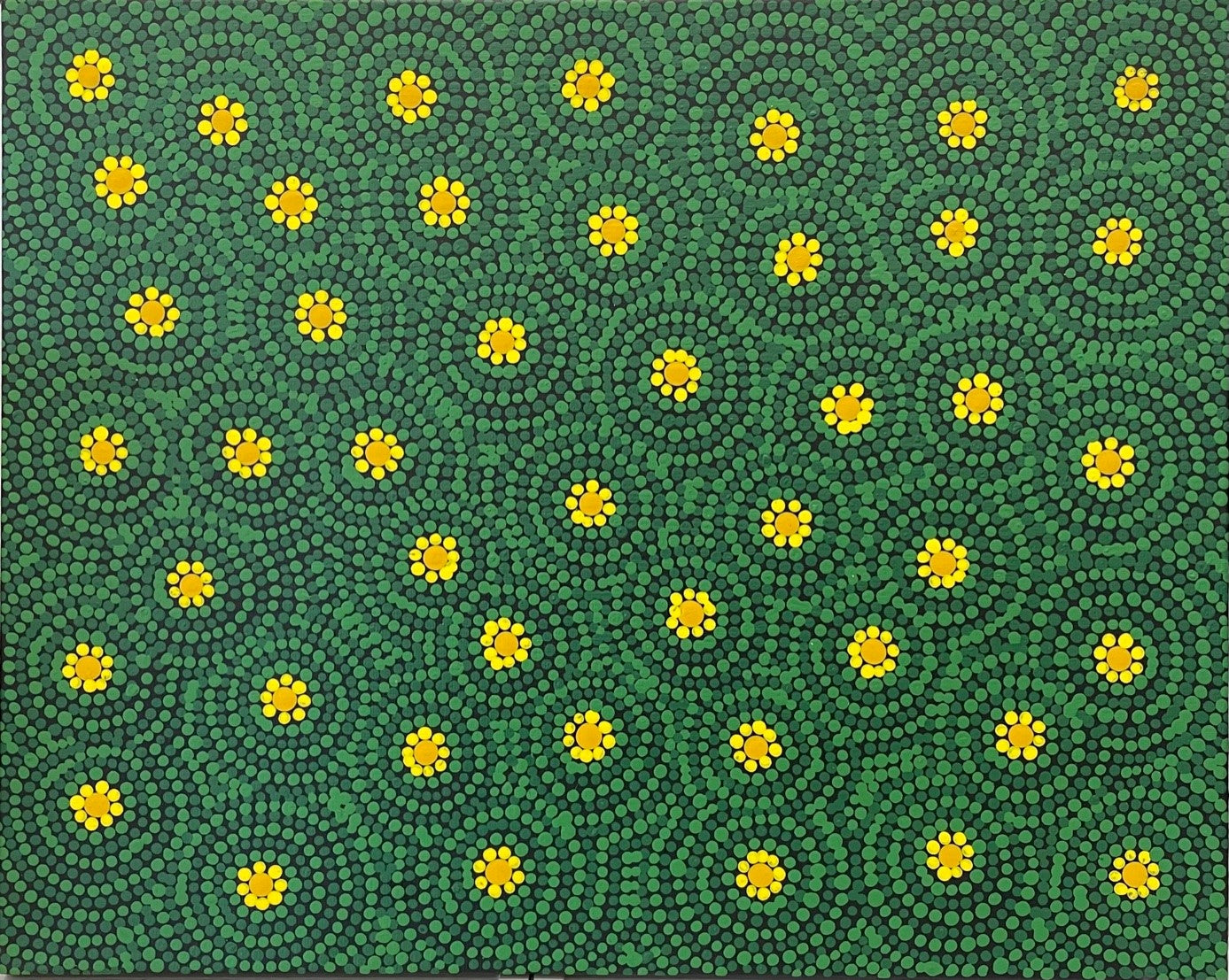 Field of Dandelions- Framed on canvas - Stephen Berger (Arrernte)